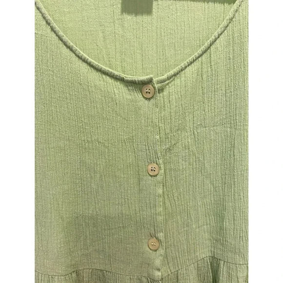 Argee‎ Green Cotton  Dress Gauzy Button Down Sleeveless  Size Medium Vintage - Picture 2 of 5
